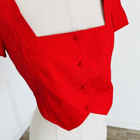 I am Gia Womens Top Cropped Red Button Front Urban Outfitters Size M - Picture 3 of 6